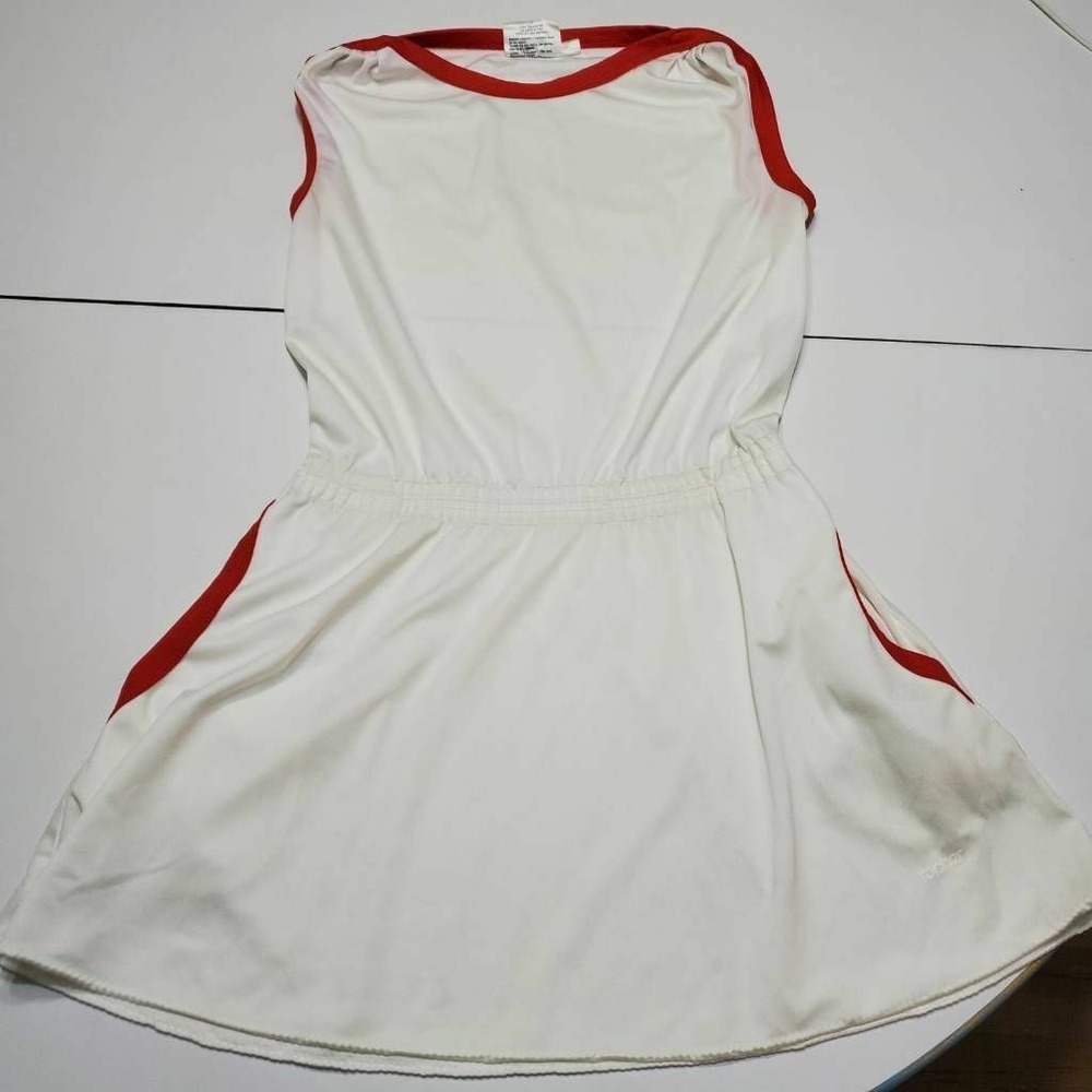 Topshop Womens A Line Dress White Red Pockets Boat Neck Sleeveless Pullover 8